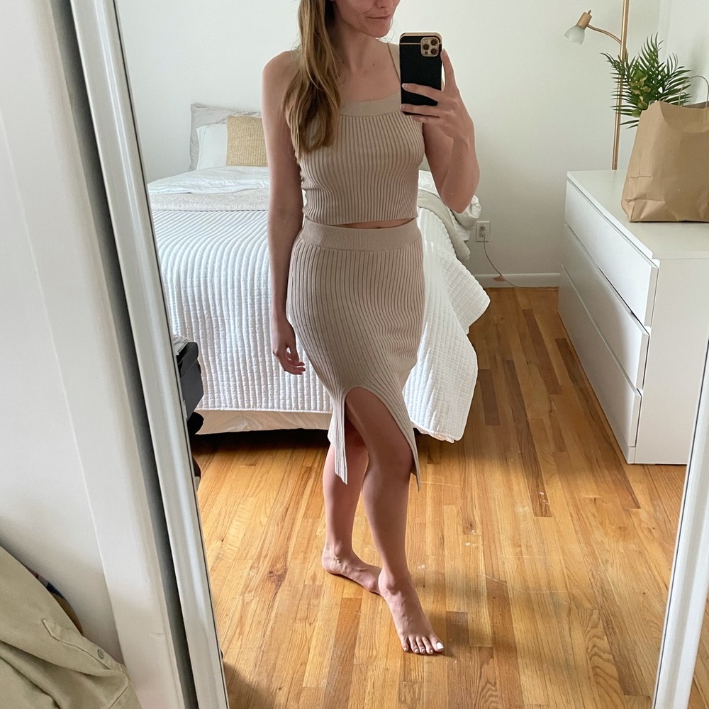 Abercrombie ribbed knit top and skirt set